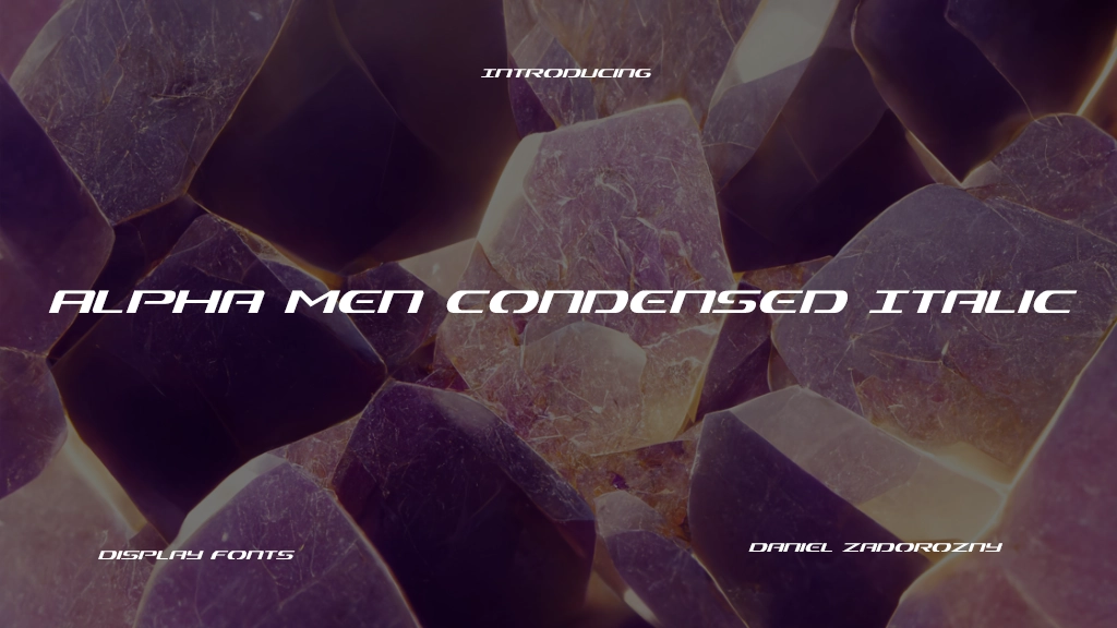 Alpha Men Condensed Italic Font Sample Image 1