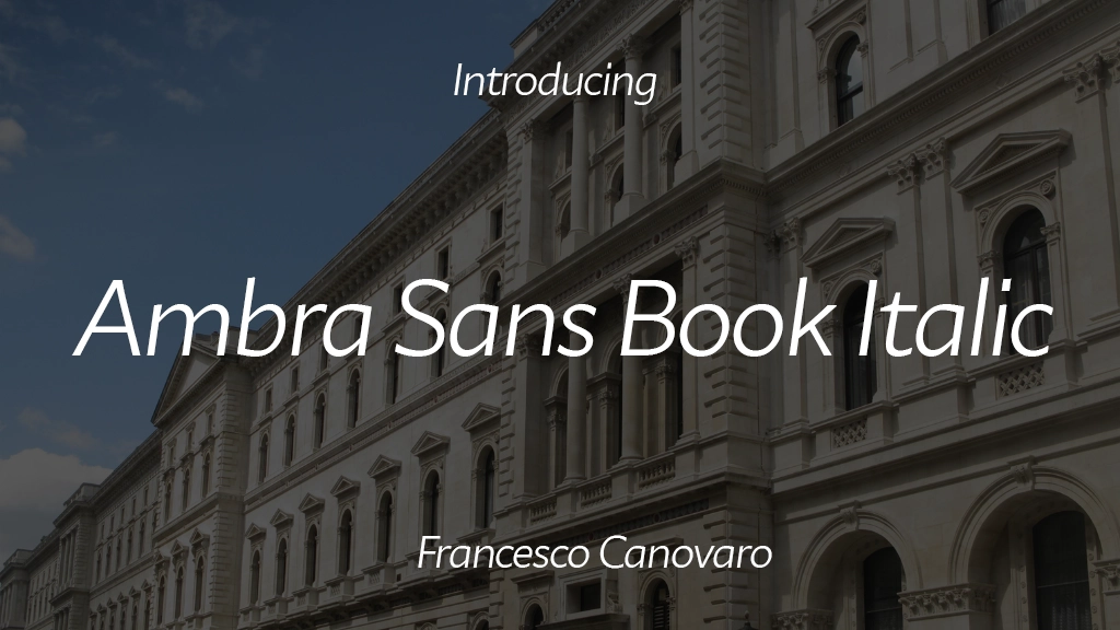 Ambra Sans Text Trial Book Italic Font Sample Image 1