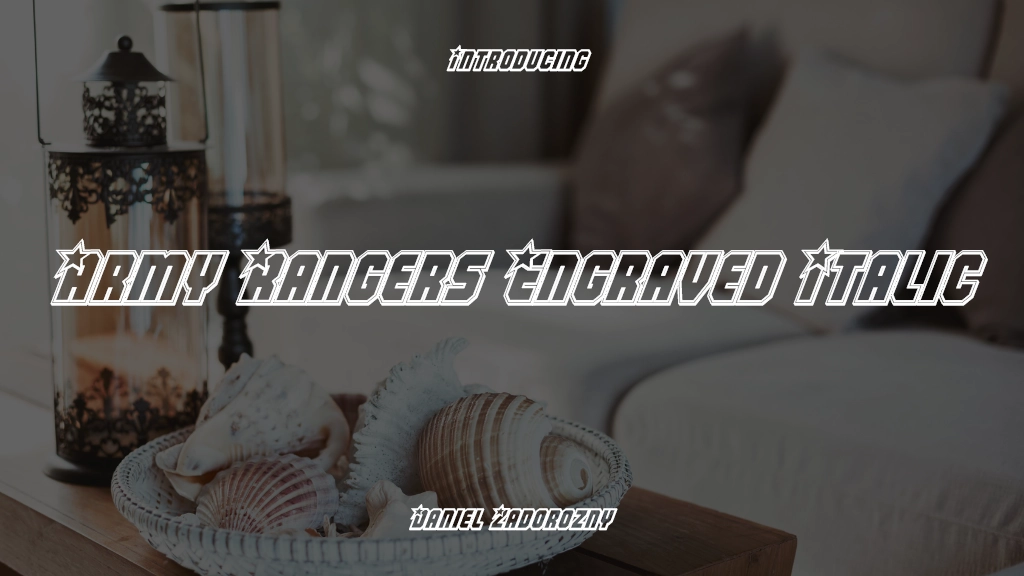 Army Rangers Engraved Italic Font Sample Image 1