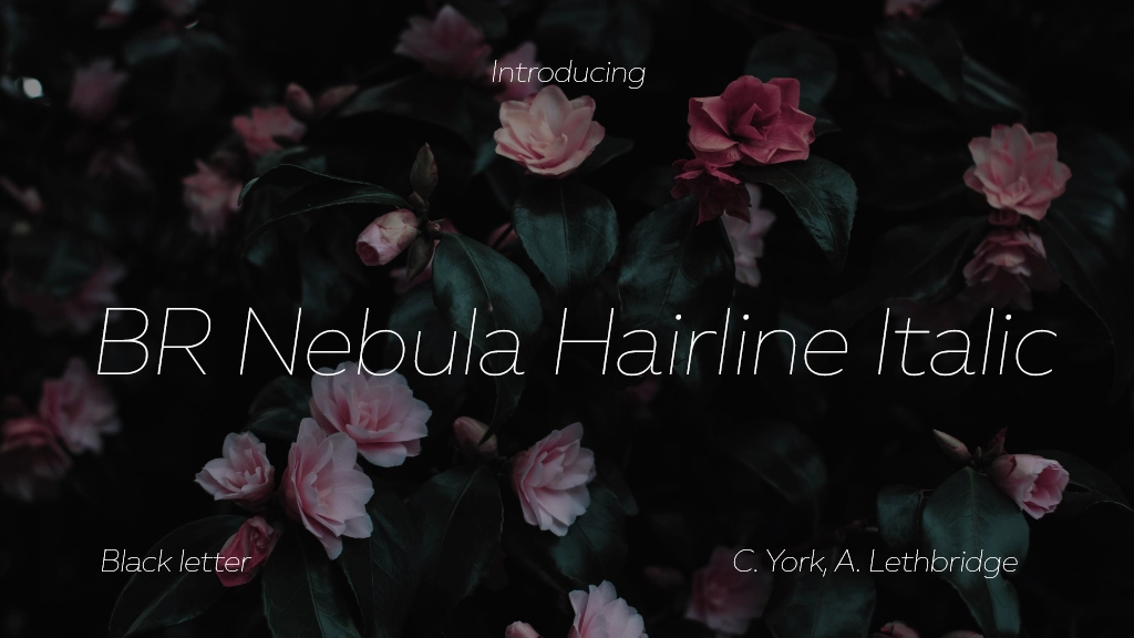 BR Nebula Hairline Italic Imágenes de muestra de fuentes  1