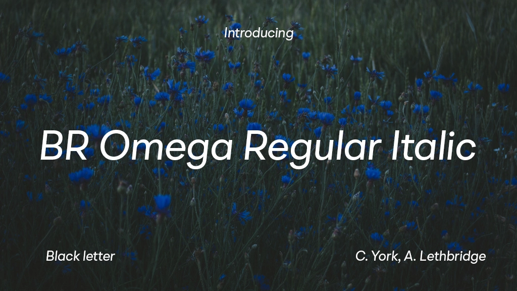 BR Omega Regular Italic Font Sample Image 1