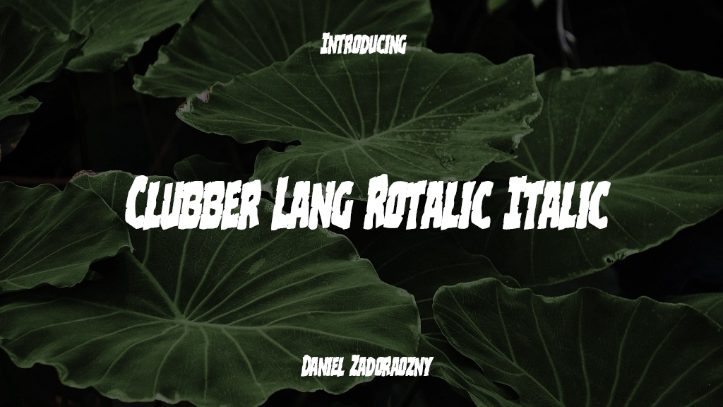 Clubber Lang Rotalic Italic Imagens de amostra de fonte  1