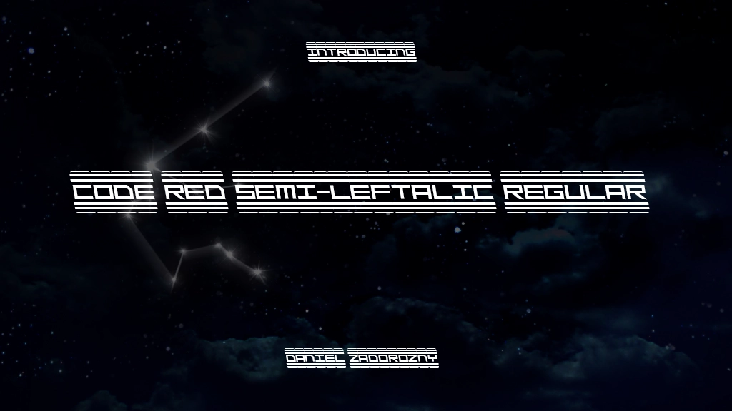 Code Red Semi-Leftalic Regular 字体样本图像  1