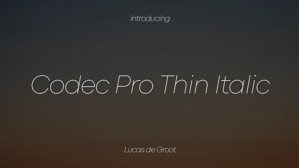 Codec Pro Thin Italic Font Sample Images  1