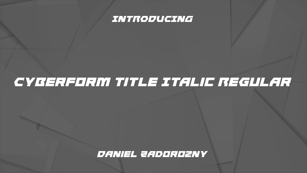 Cyberform Title Italic Regular Immagini di esempio dei caratteri  1