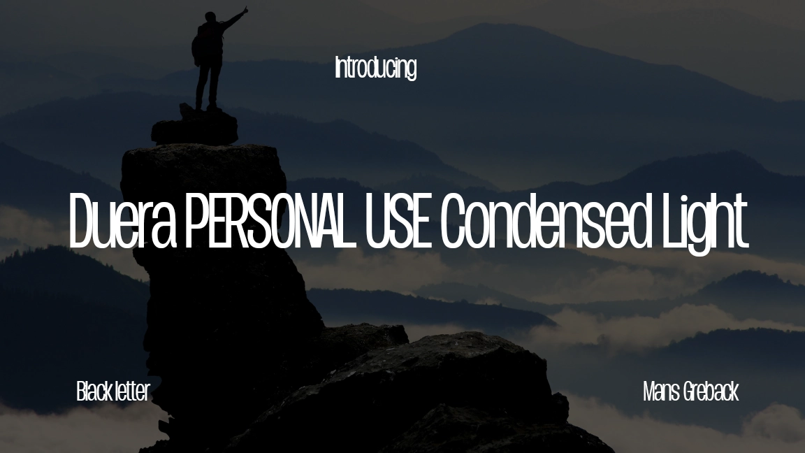 Duera PERSONAL USE Condensed Light Font Sample Image 1