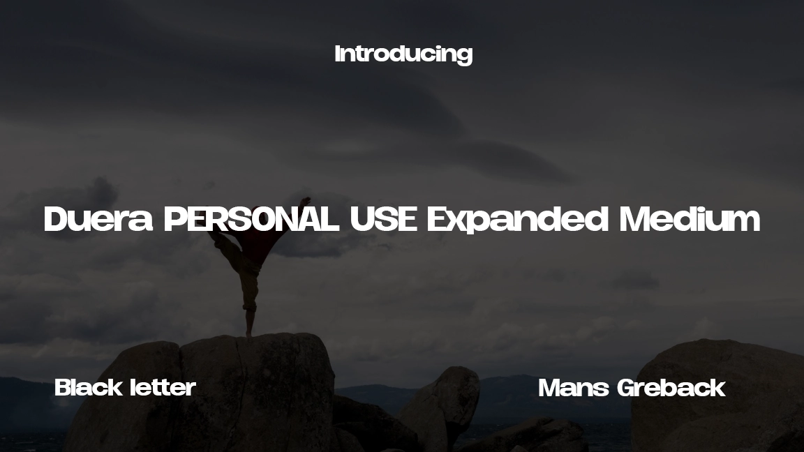 Duera PERSONAL USE Expanded Medium Font Sample Image 1