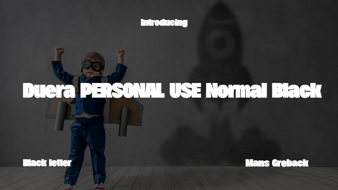 Duera PERSONAL USE Normal Black Font Sample Image 1