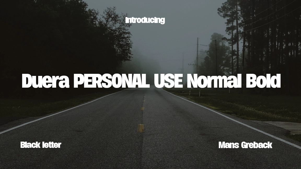 Duera PERSONAL USE Normal Bold Font Sample Image 1