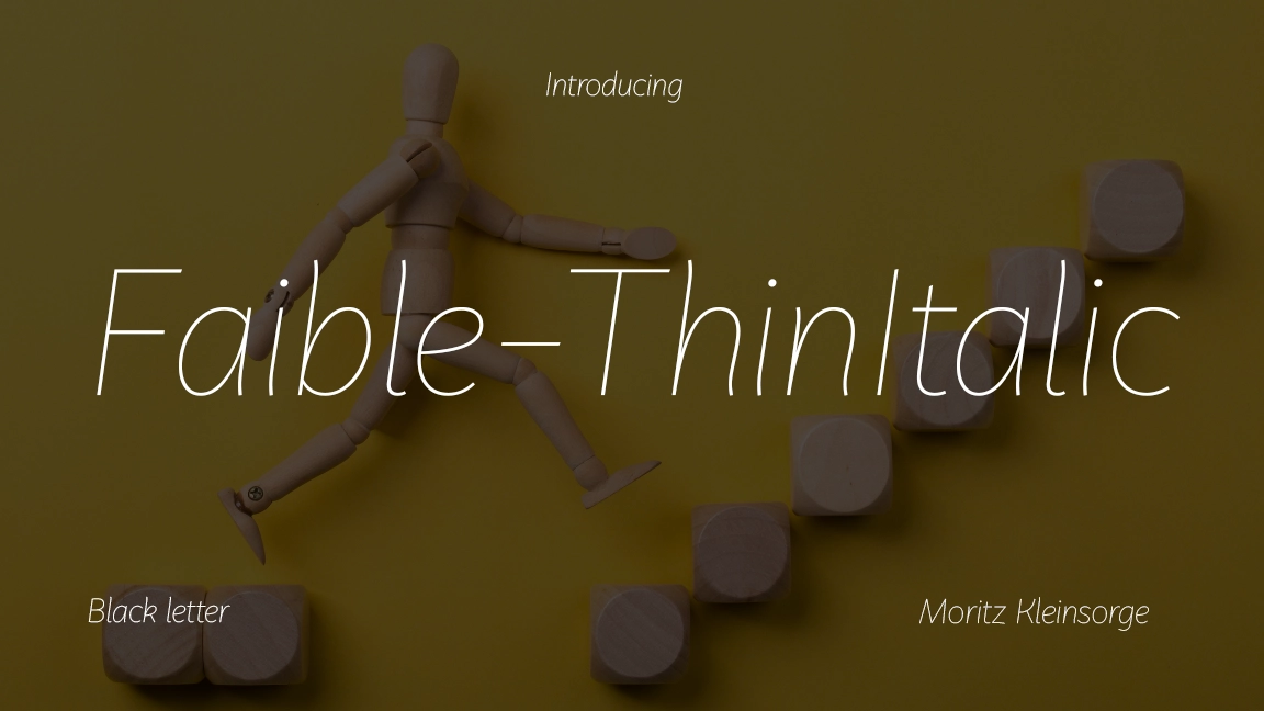 Faible-ThinItalic Font Sample Image 1