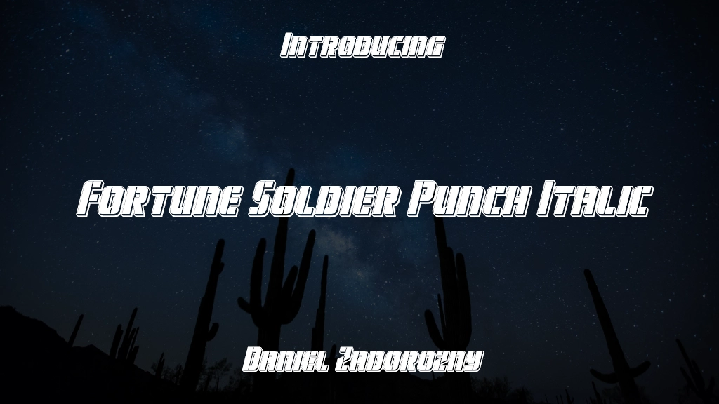 Fortune Soldier Punch Italic Imagens de amostra de fonte  1