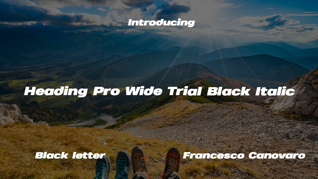 Heading Pro Wide Trial Black Italic Font Sample Image 1