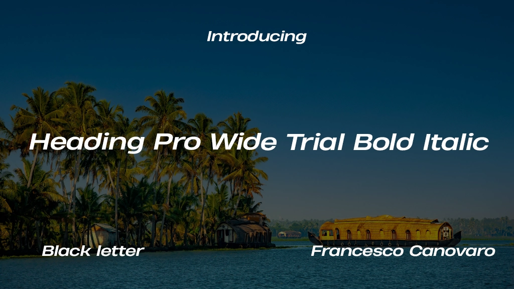 Heading Pro Wide Trial Bold Italic Font Sample Image 1