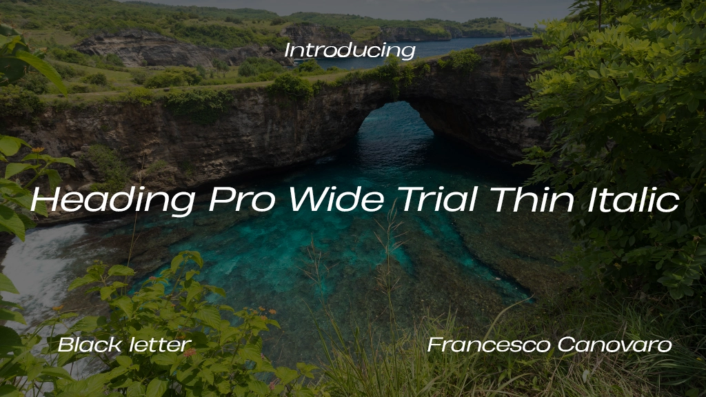 Heading Pro Wide Trial Thin Italic Font Sample Image 1