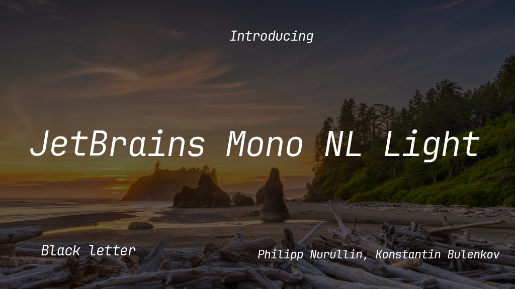 JetBrains Mono NL Light 字体样本图像  1