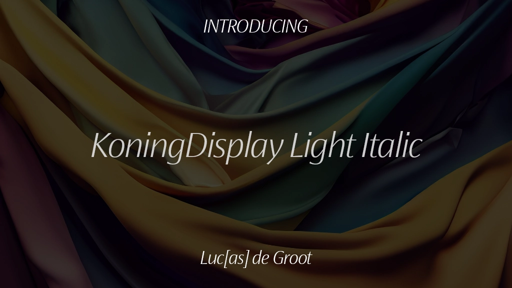 KoningDisplay Trial Light Italic Imagens de amostra de fonte  1