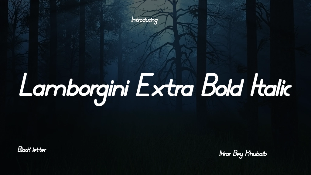 Lamborgini Extra Bold Italic Font Sample Image 1