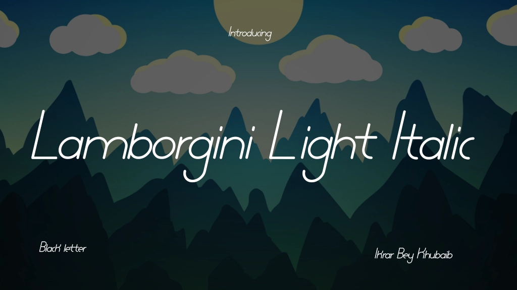 Lamborgini Light Italic Font Sample Image 1